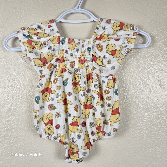 Disney Other - Disney Baby Winnie the Pooh Floral Bubble Romper 6-9M Cotton Blend One-Piece